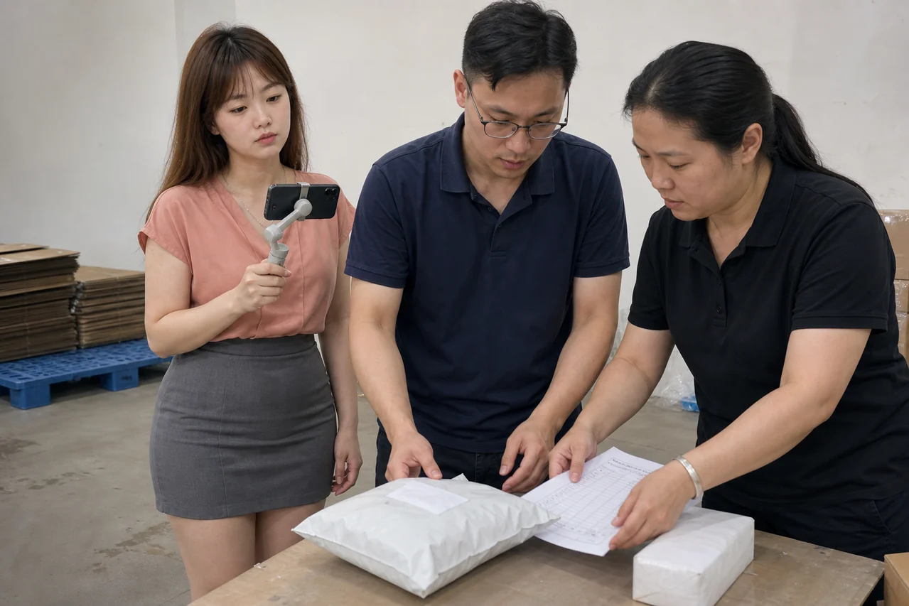自媒体拍摄人员记录超纤革加工来料批次和检验处置