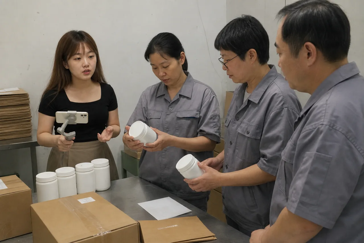 自媒体拍摄人员记录豆腐代工原料替代与批准资料